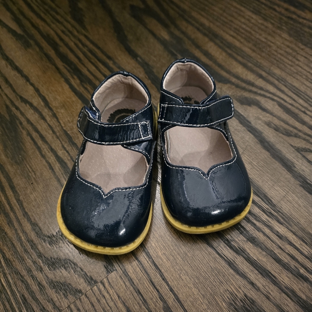 Livie & Luca Navy Blue Patent Leather Mary Jane Toddler Girl shoes, 4C